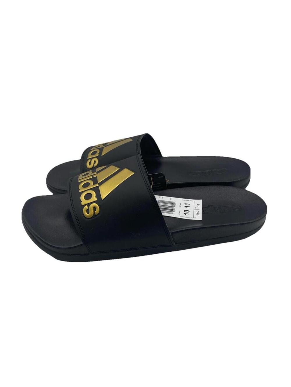 Adidas Adilette Comfort Slip-on Slide Sandals Men's Size 10 Black/Gold Metallic